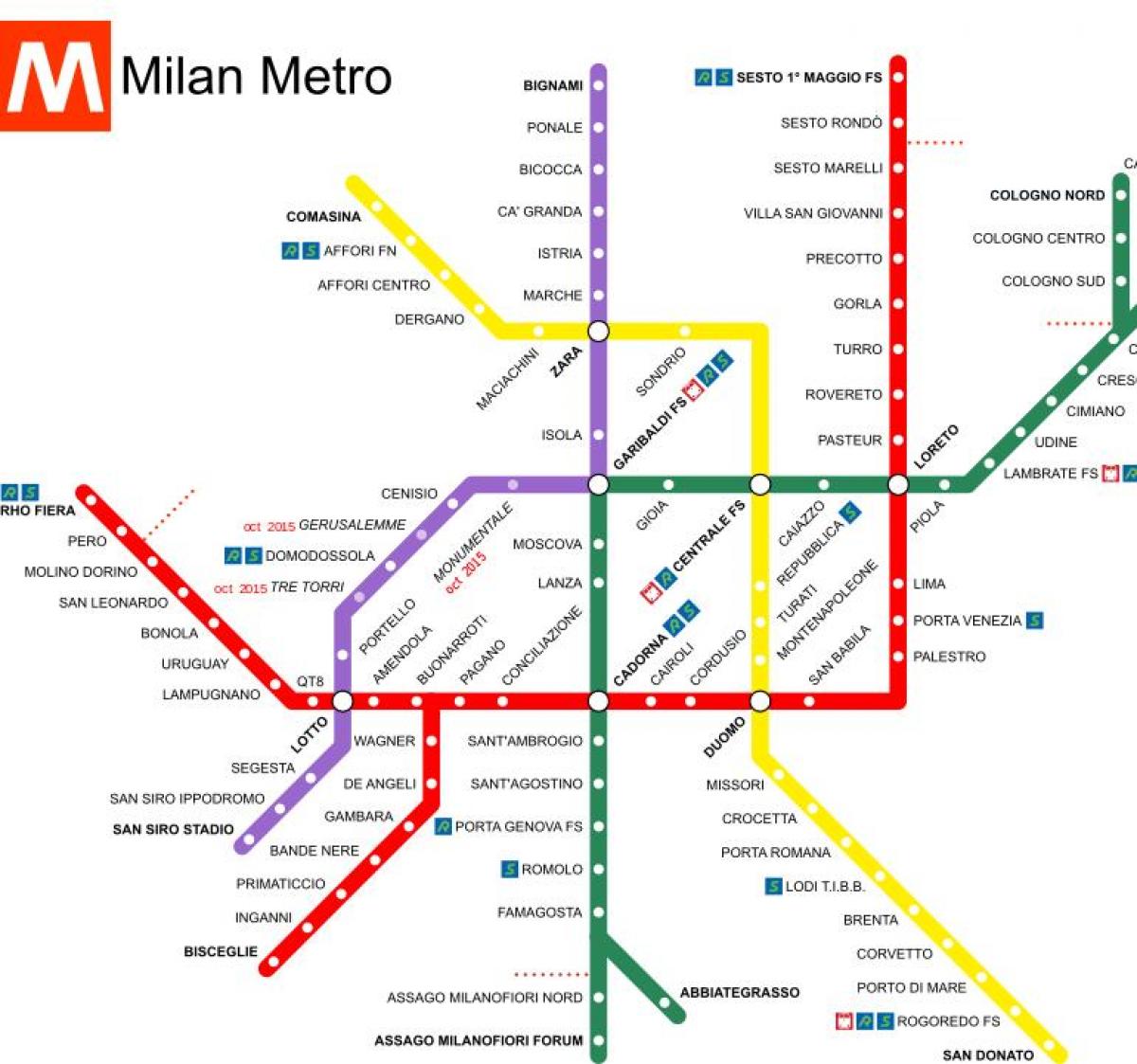 milan, italia tren geltokia mapa