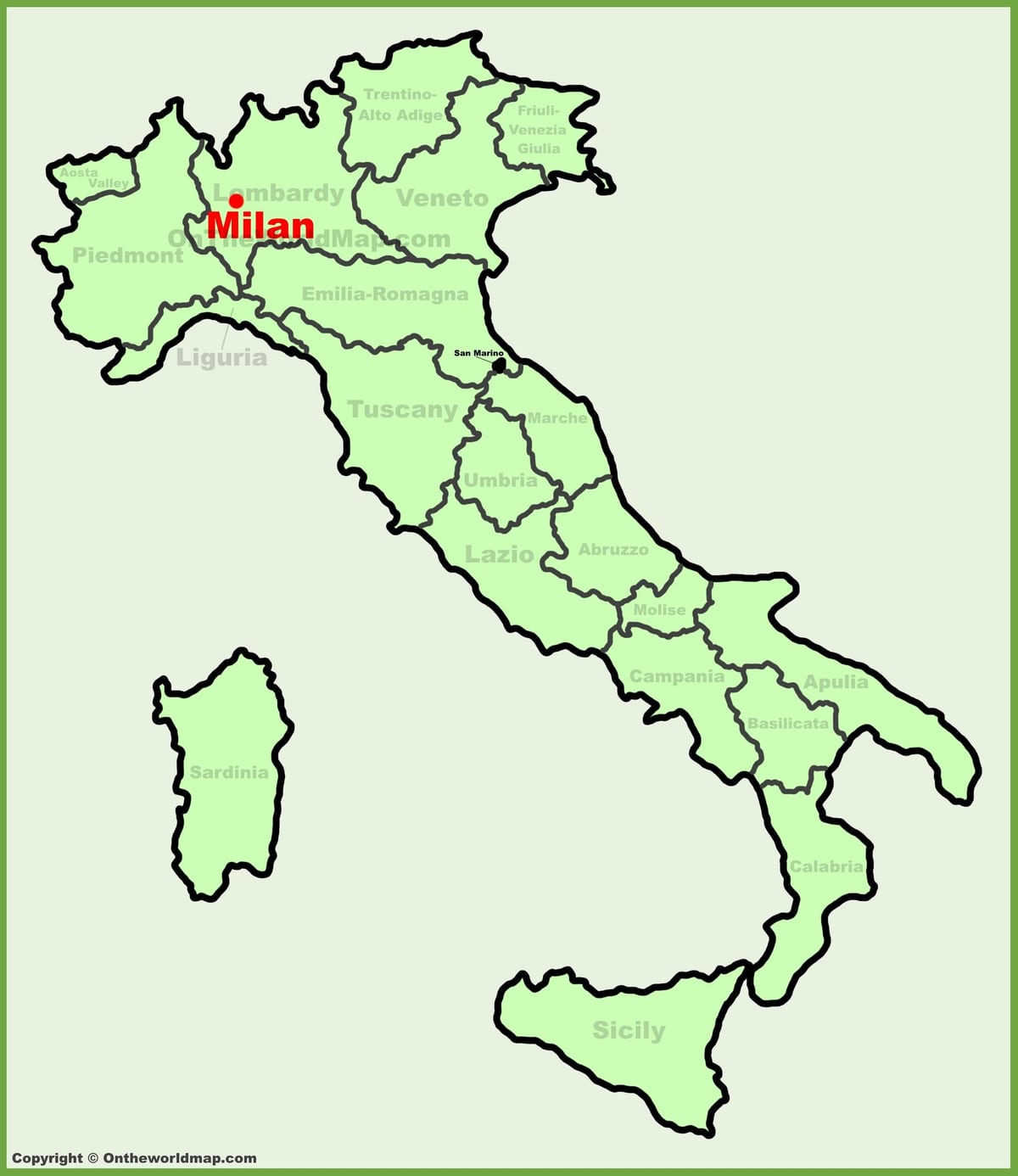 mapa italia erakutsiz milan