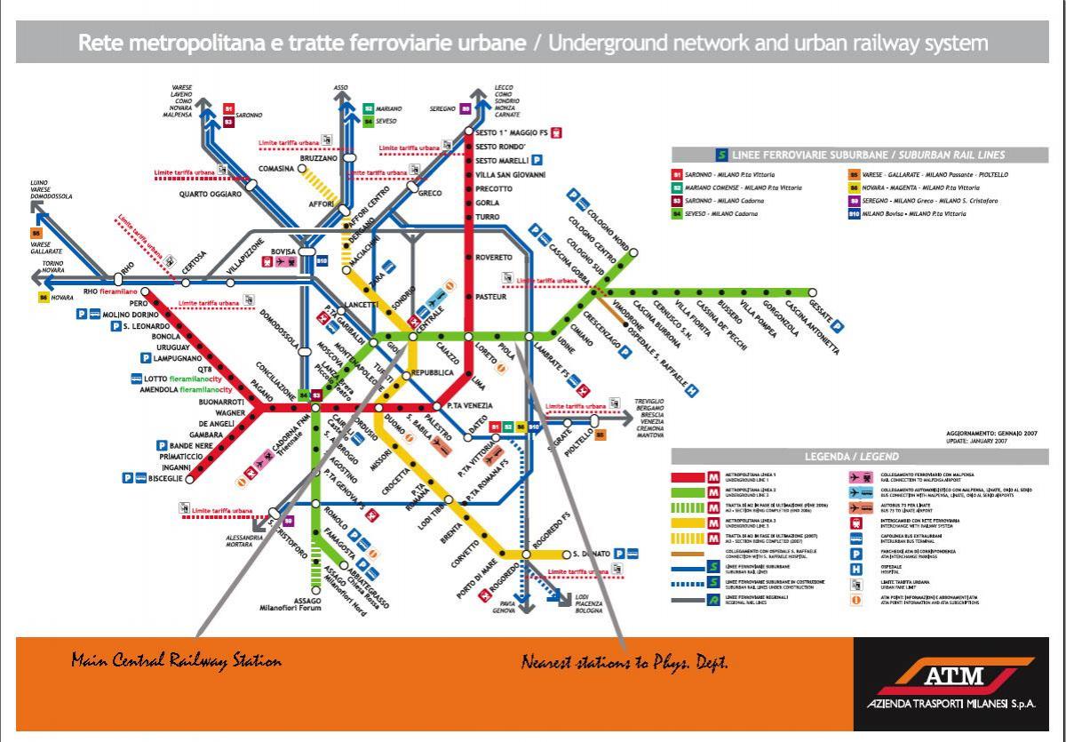 mapa milan centrale tren geltokia