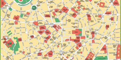 Milano hiriaren erdigunean mapa