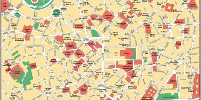 Milan, italia hiriaren erdigunean mapa
